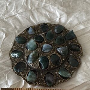 Elegant Green Stone and rhinestone Decorative belt buckle gorgeous one of a kind